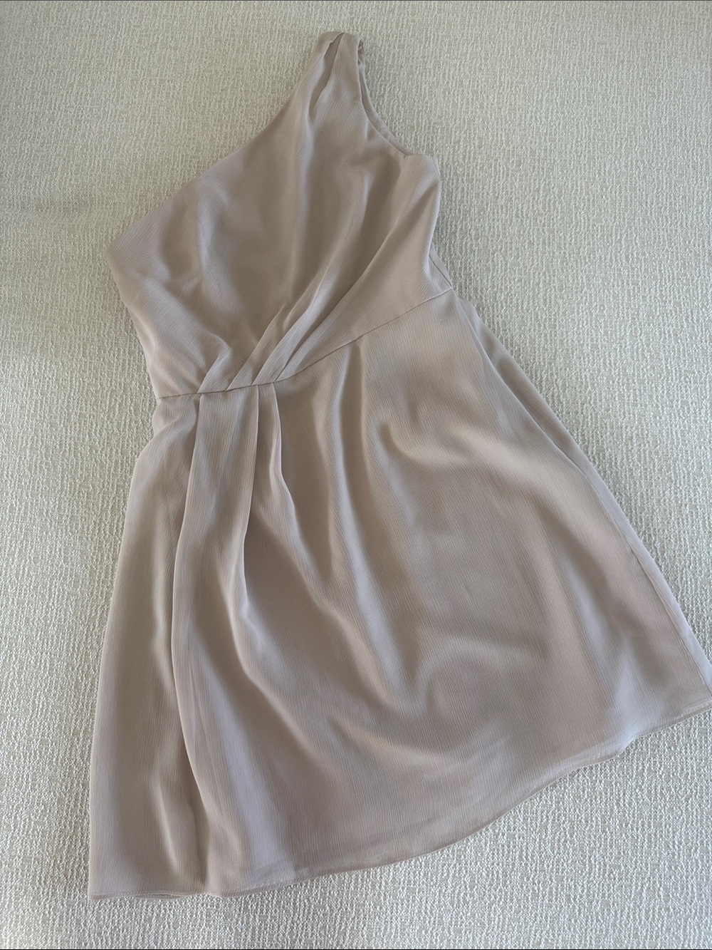 David's Bridal One-Shoulder Taupe Cocktail Dress